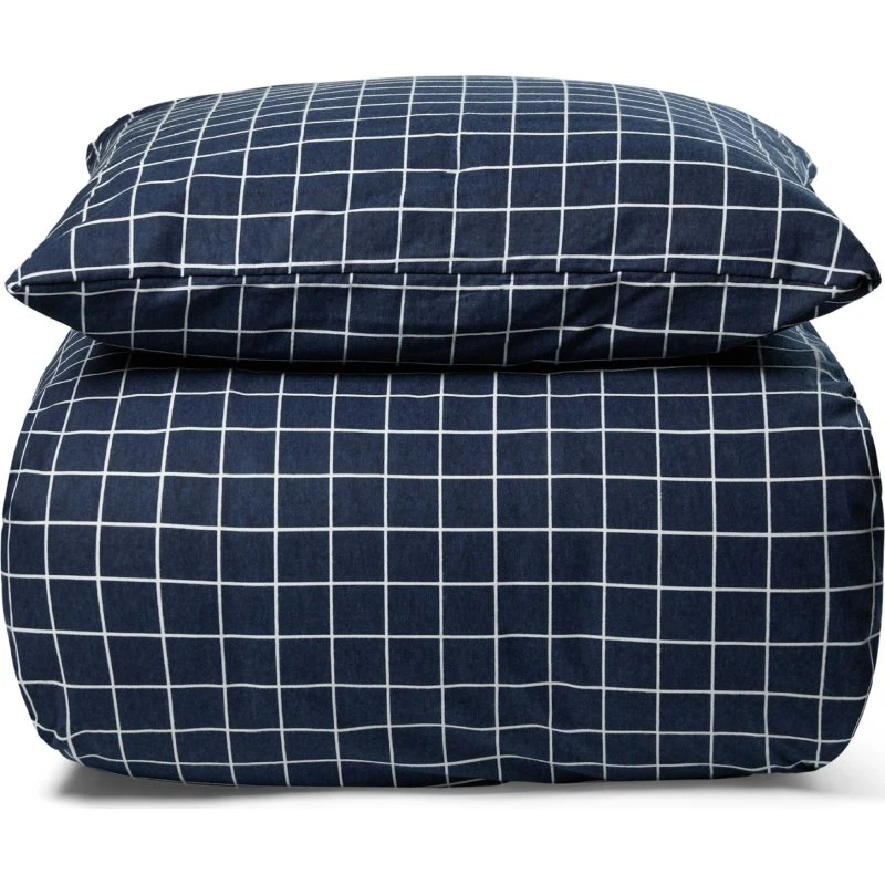 Nordstrand Home flonel sengesæt 140x200, ternet blå