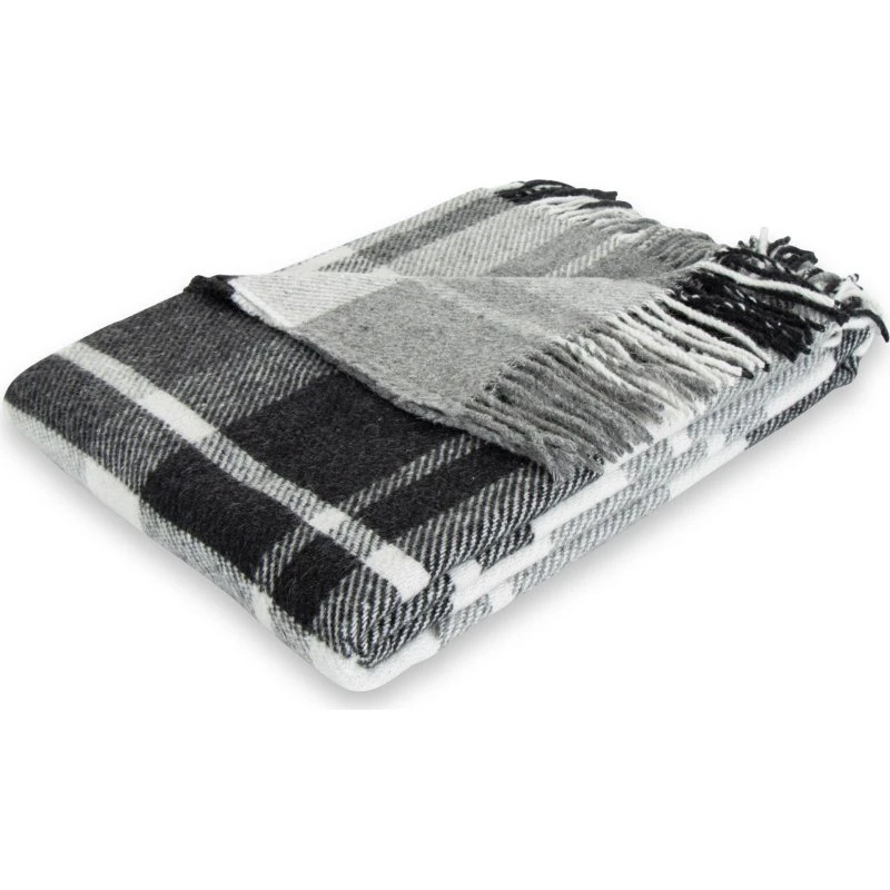 By Borg uldplaid 130x200 cm - Check Grey