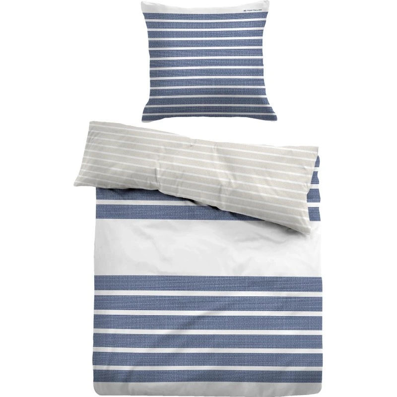 Tom Tailor blå stribet sengetøj 150x210 cm - bomuldssatin
