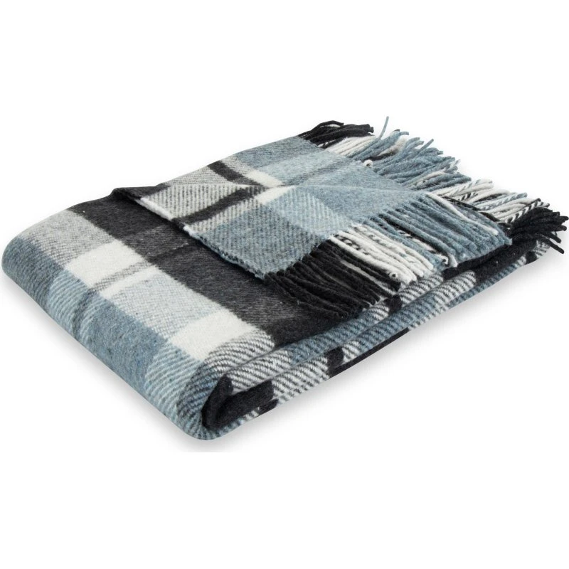 By Borg uldplaid 130x200 cm – grå/blå tern