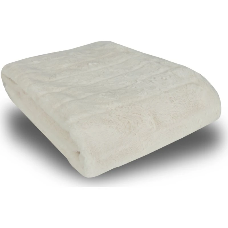 Nordstrand Home plaid i fake fur 135x190 cm – Hvid med striber