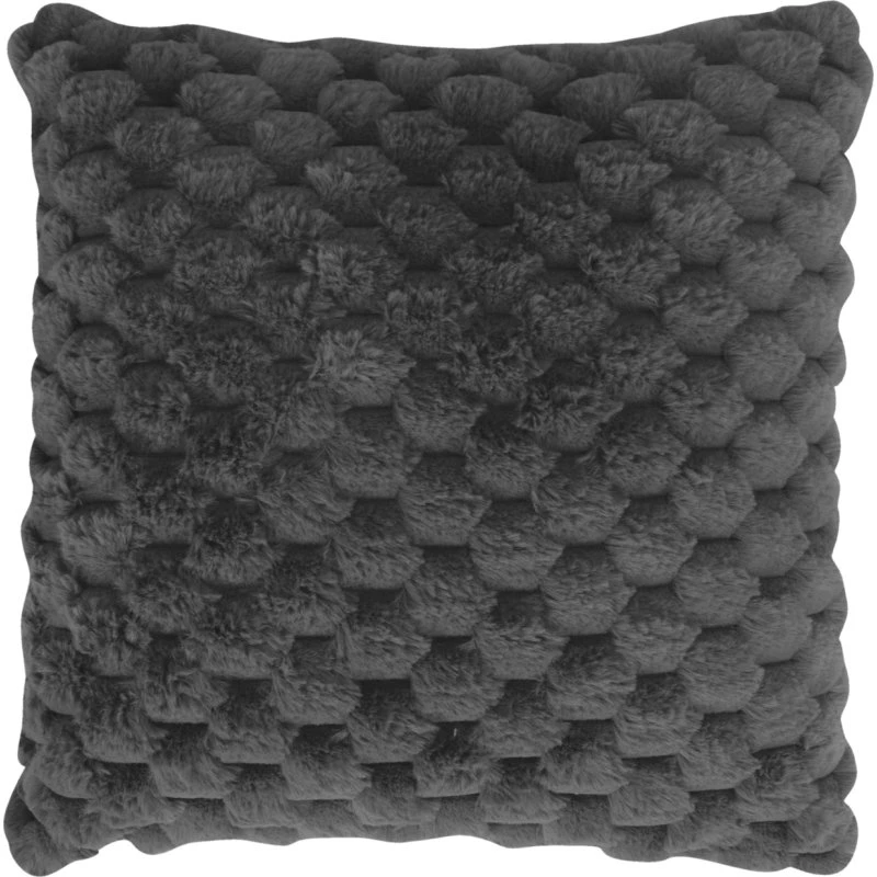 Pyntepude 45x45 cm - Grå faux fur med vaffelstruktur