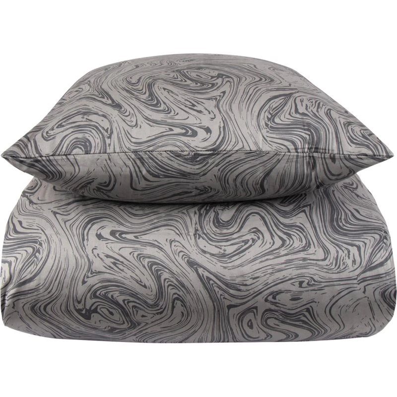 By Night bomuldssatin sengesæt 140x220 Marble mørkegrå