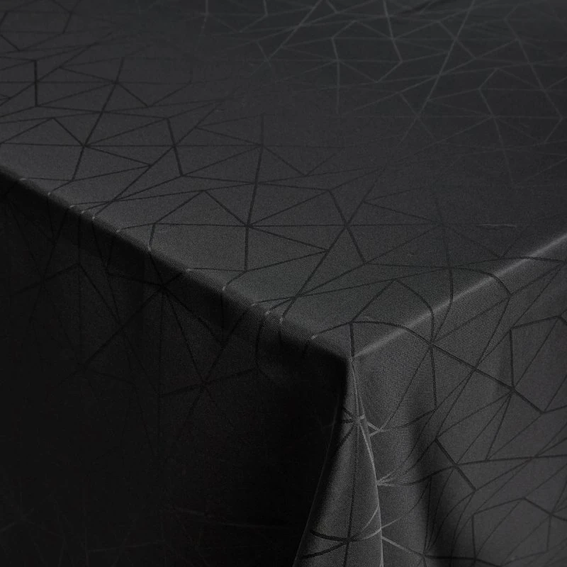 Damask borddug 140x320 cm - sort, jacquardmønster