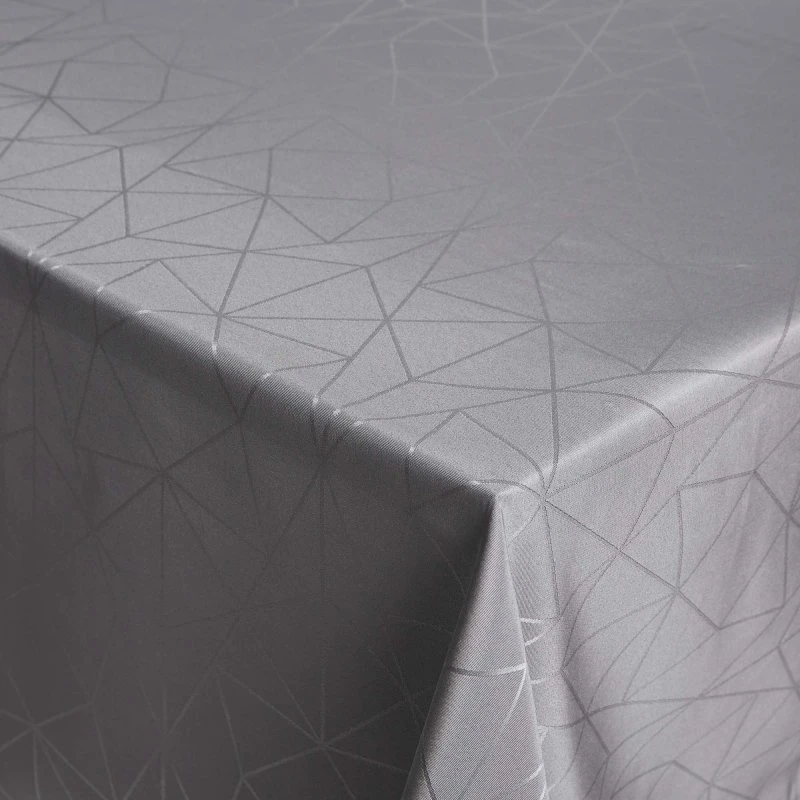 Damaskdug 140x220 cm - Grå jacquard med geometrisk mønster