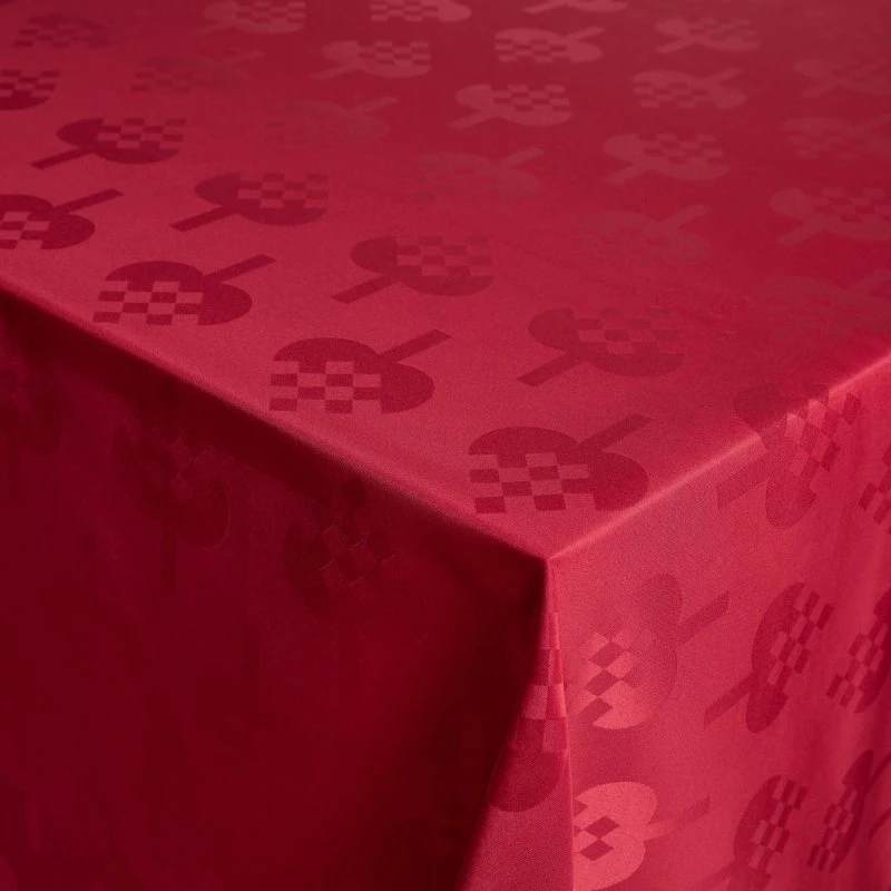 Juledug 140x320 cm Rød med julehjerter - Damask