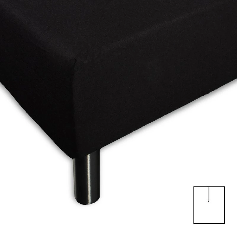 Splitlagen U-split 160x200 cm - Sort, 100% bomuld (40 cm)