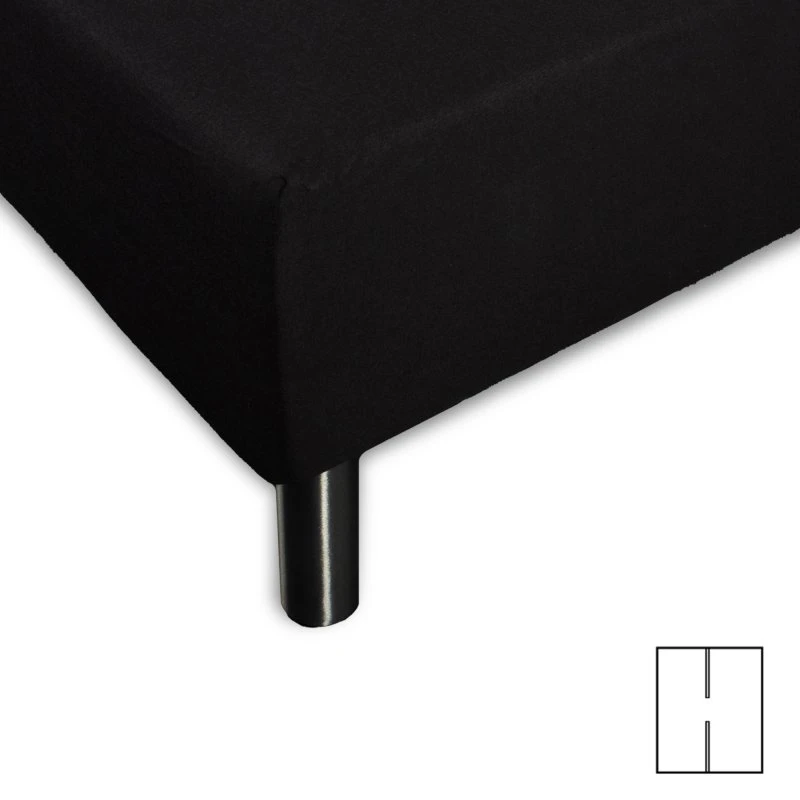 Splitlagen H-split 160x200 cm, 40 cm - Sort (100% bomuld)