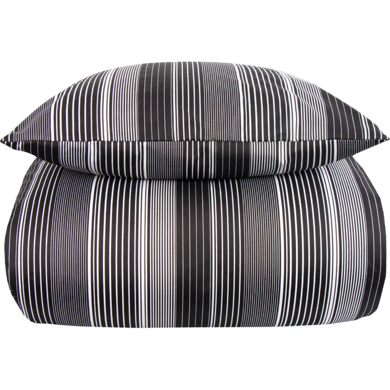 IN Style Stripe sengesæt 140x200 cm - Sort mikrofiber