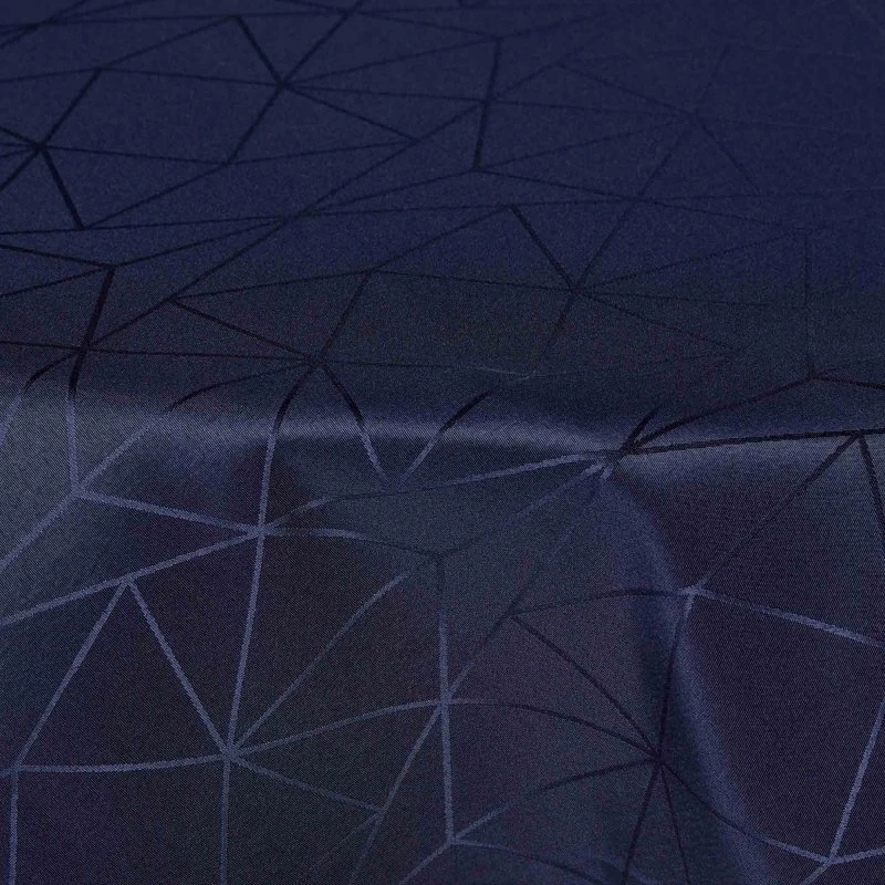 Rund damaskdug Ø230 cm – Mørkeblå jacquard