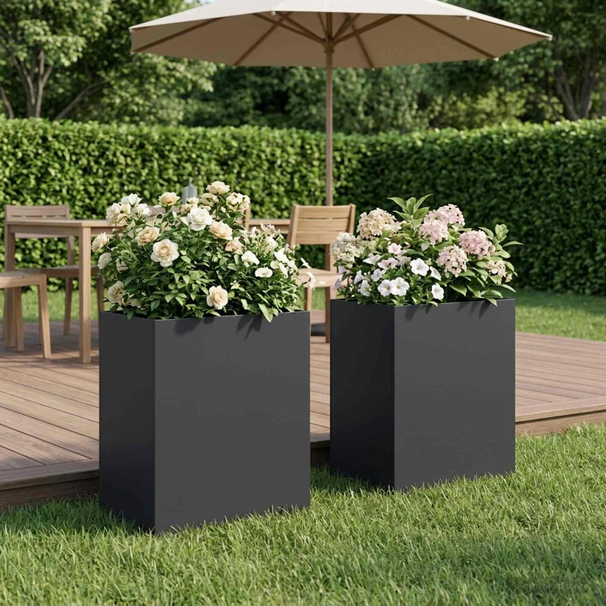 vidaXL Have Blomsterkrukke 2 stk. Sort 40 x 30 x 40 cm Stål