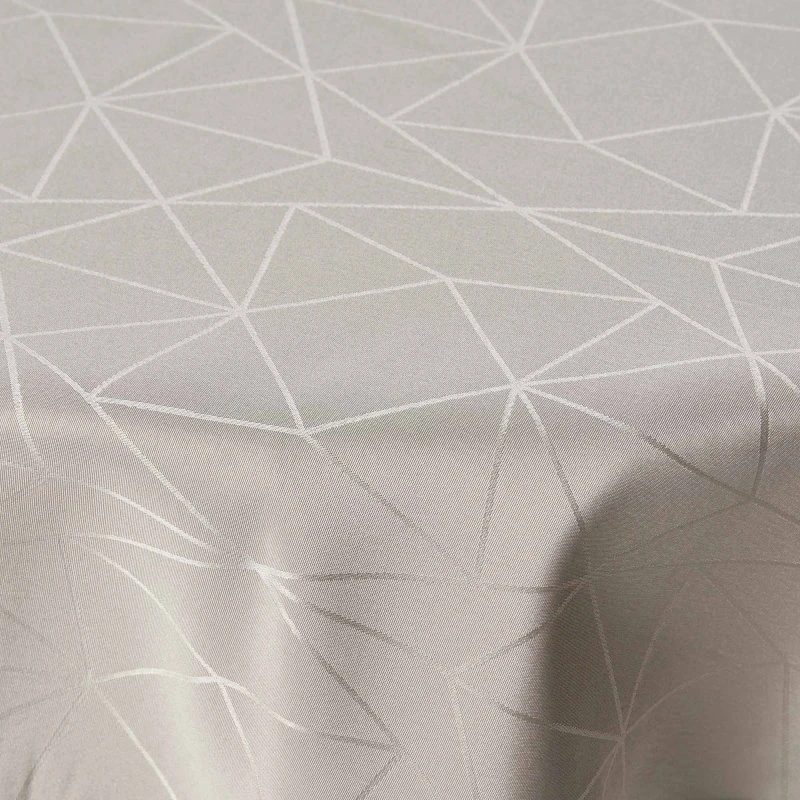 Rund damaskdug Ø180 cm – sand, jacquard mønster