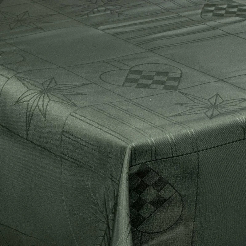 Juledug 140x320 cm grøn - jacquard m. hjerter & stjerner