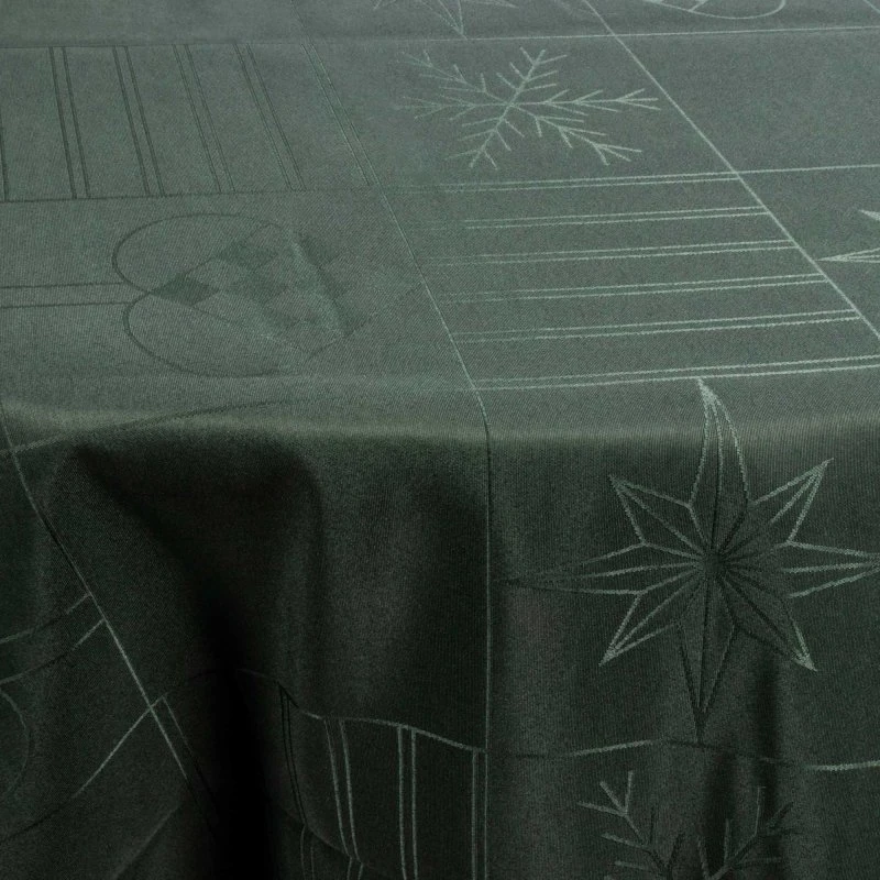 Rund jacquard juledug Ø230 cm – Grøn med hjerter