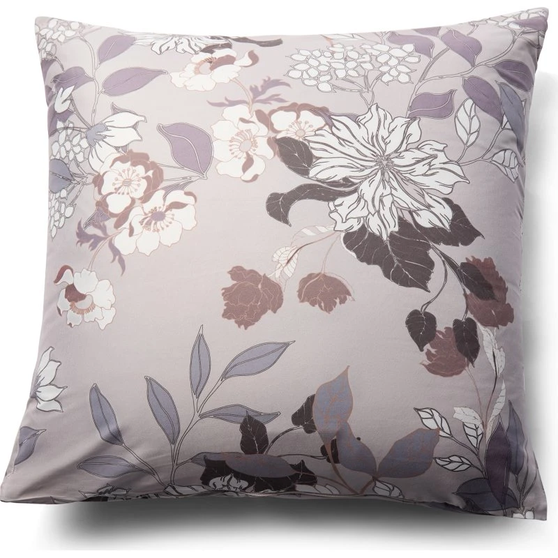 Pudebetræk 60x63 cm - Brun med blomster (Microfiber)