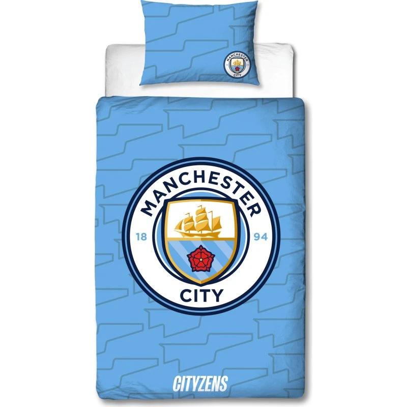 Manchester City sengesæt 150x210 cm – 100% bomuld, vendbart