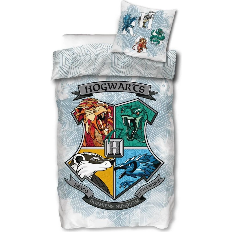 Harry Potter sengesæt 140x200 cm – Hogwarts logo, 100% bomuld