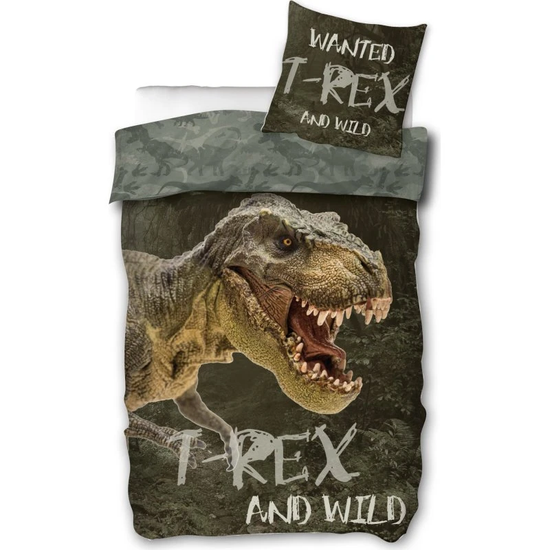 T-rex sengetøj 140x200 cm i 100% bomuld - vendbar