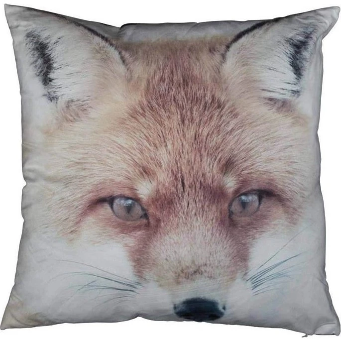 Pyntepude 30x30 cm med rævemotiv – vendbar ruskind