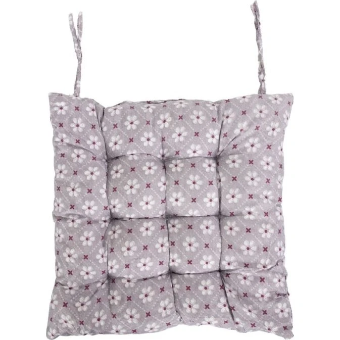 Stolehynde 35x35x6 cm - Grå med blomster