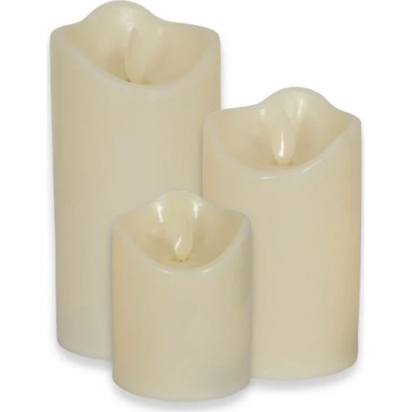 LED bloklys 3-pak med bevægende flammer, hvide