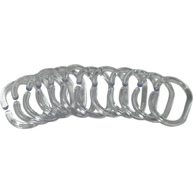 12 stk klare plastkroge til badeforhæng 4x6 cm