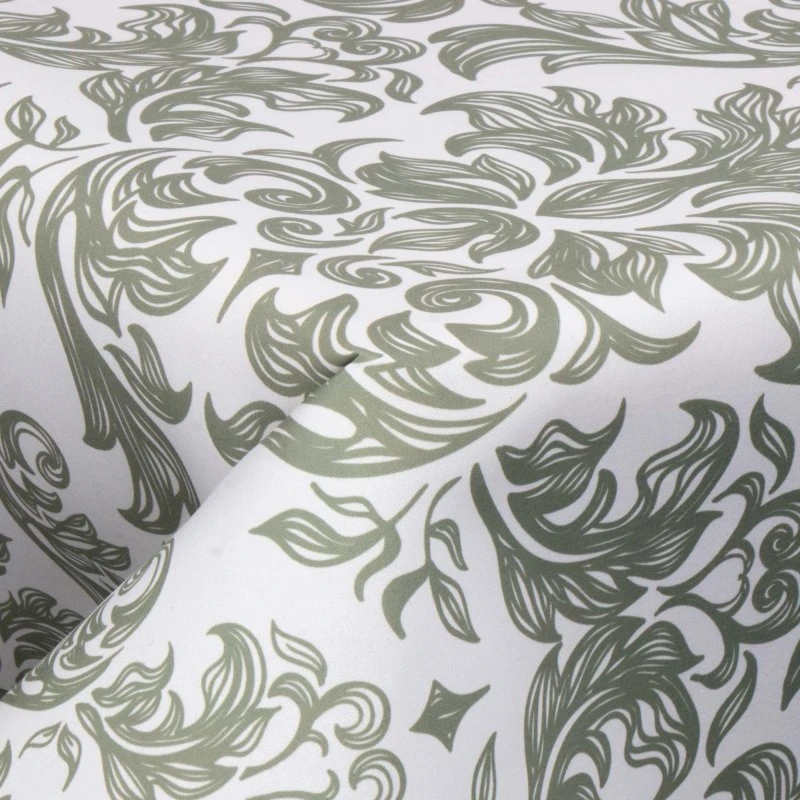 Tekstil voksdug Green Damask 140 cm – På metermål