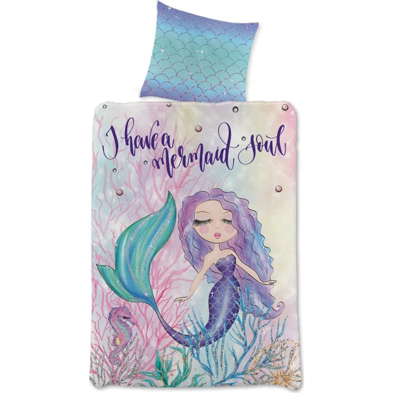 Havfrue sengetøj 140x200 cm - Mermaid Soul, 100% bomuld