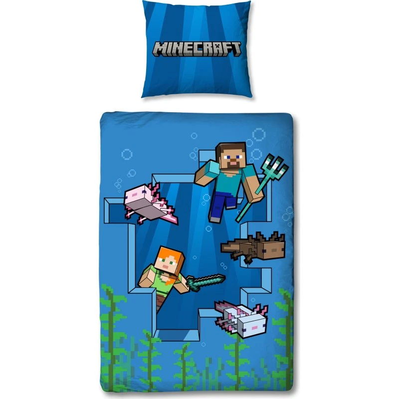 Minecraft sengesæt 150x210 cm – Alex & Steve, 100% bomuld