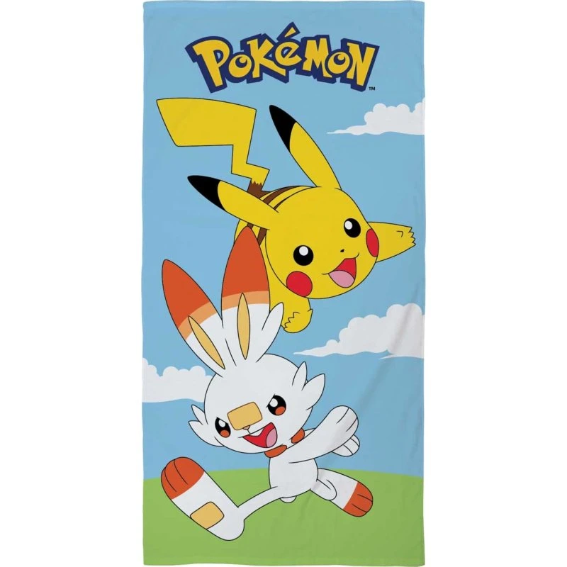 Pokémon badehåndklæde 70x140 cm – Pikachu & Scorbunny