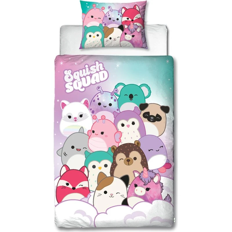 Squishmallows 2-i-1 sengesæt 150x210 cm – 100% bomuld