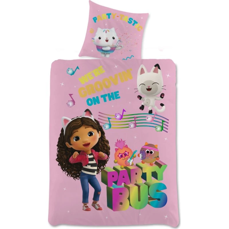 Gabby's Dollhouse sengetøj 140x200 - Party Bus, 100% bomuld