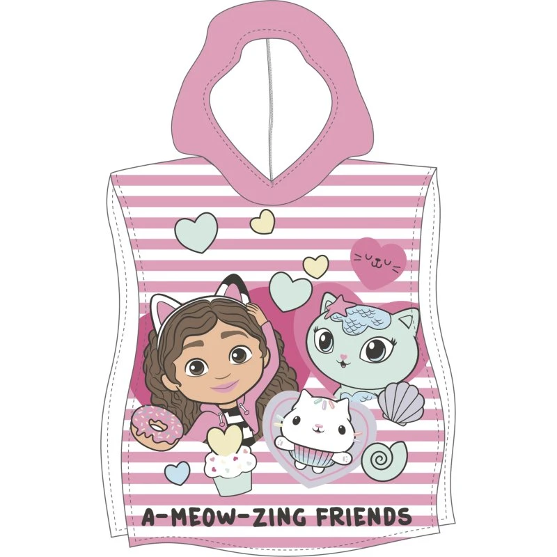 Badeponcho Gabby's Dollhouse til børn – 50x115 cm