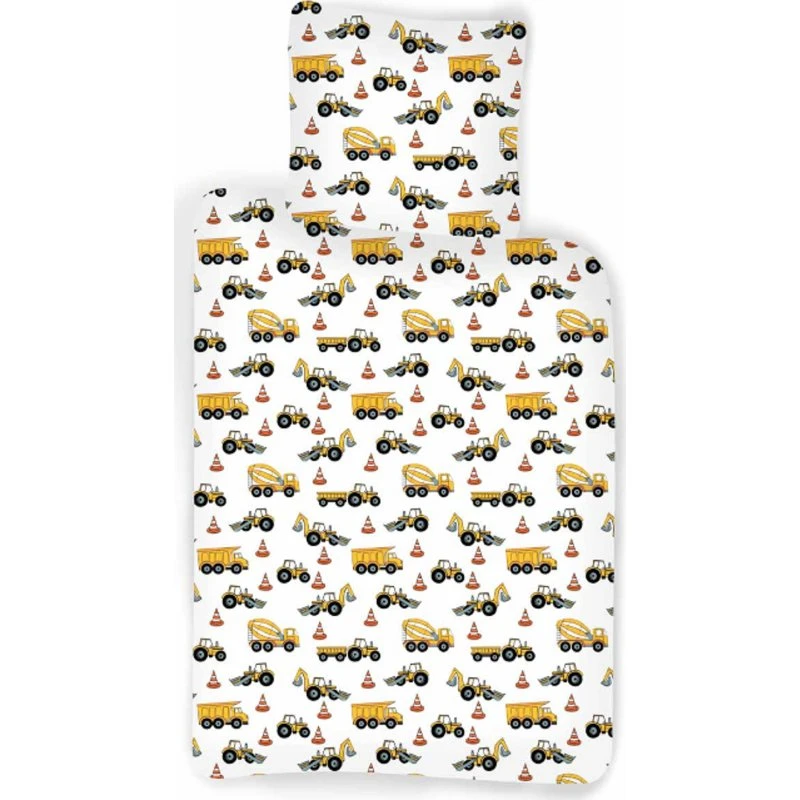 Børnesengetøj 150x210 cm – Arbejdsbiler i bomuld