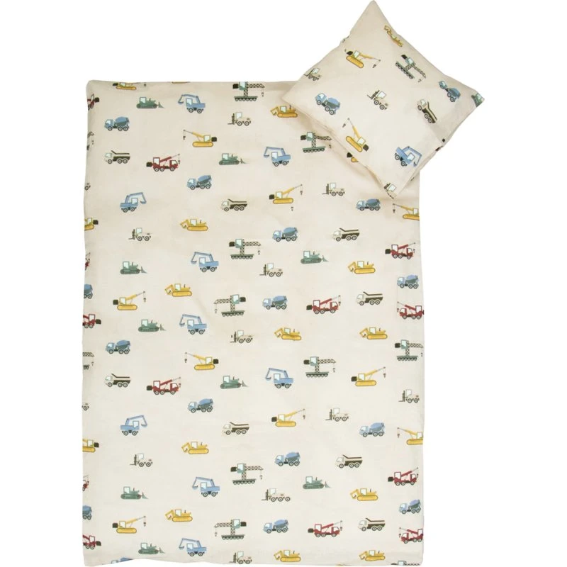 Baby sengetøj 70x100 cm i 100% blød bomuld – Arbejdsmaskiner