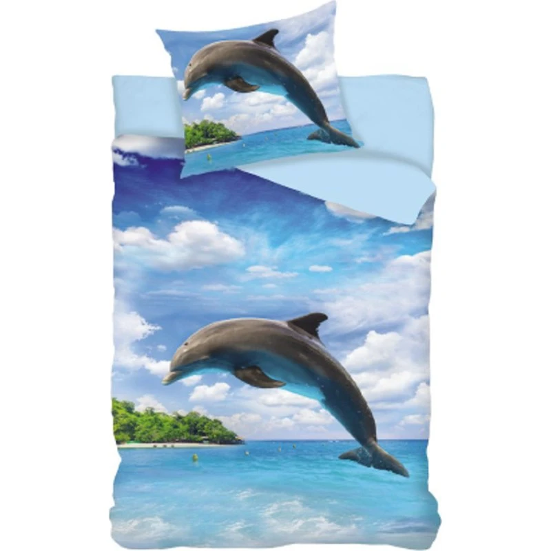 Delfin sengetøj 150x210 cm – 100% bomuld til børn