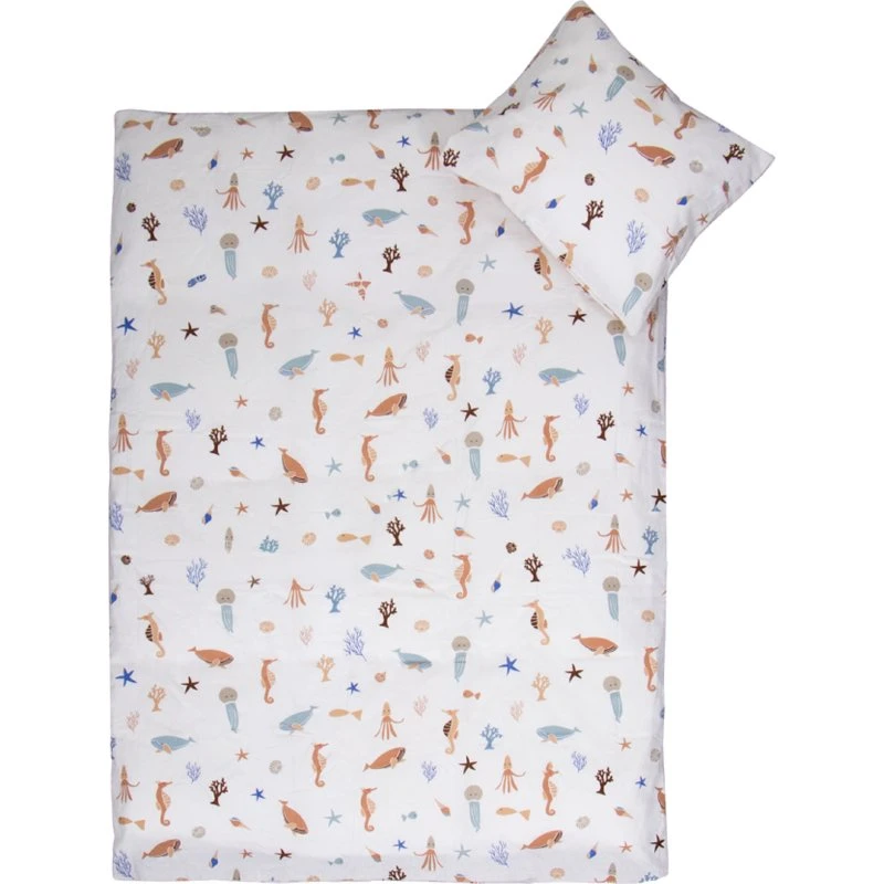 Junior sengetøj 115x135 cm - 100% bomuld, undervandsmotiver