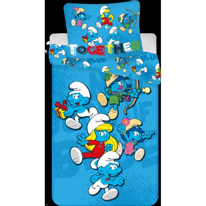 Smølfer junior sengetøj 100x140 cm - 100% bomuld