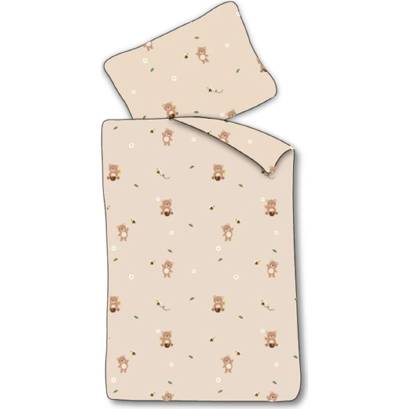 Junior sengetøj 100x140 cm - Beige med bamser