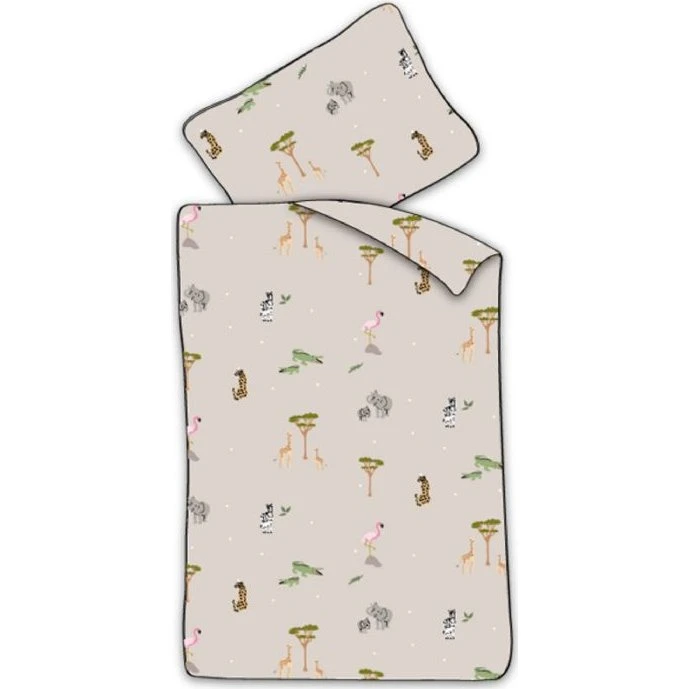 Junior sengetøj 100x140 cm – Beige med safari dyr