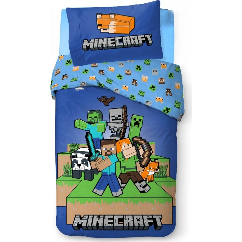 Minecraft sengetøj 140x200 cm – Vendbart 'Ready to survive'