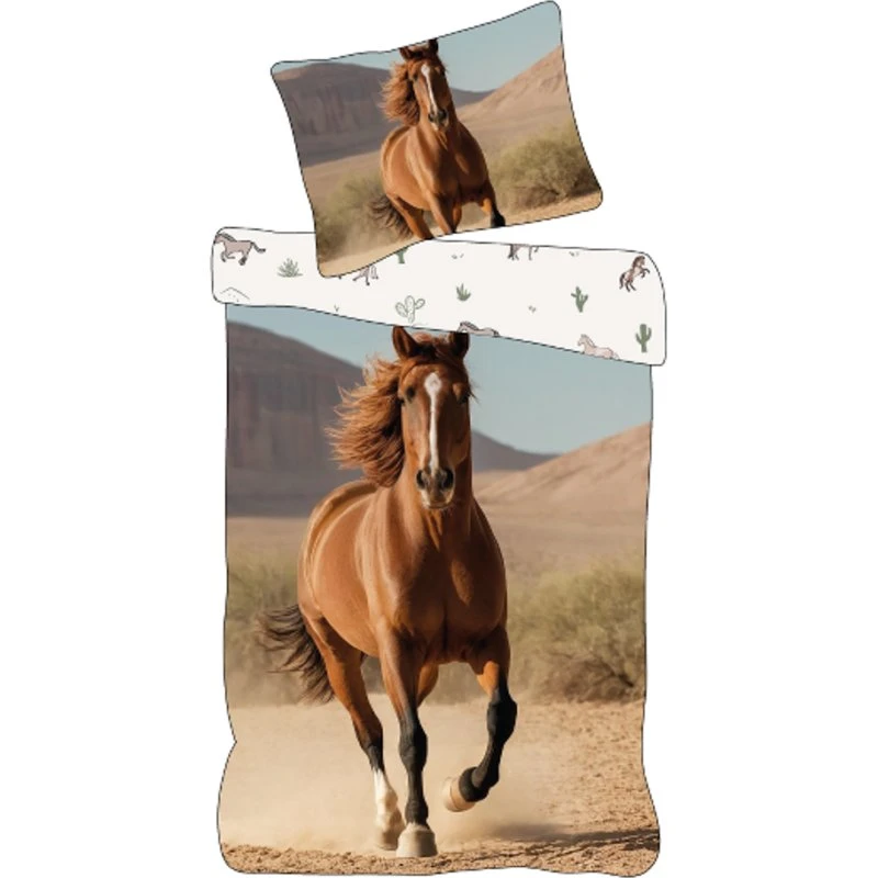 Hestesengesæt 140x200 cm - Vendbart 100% bomuld