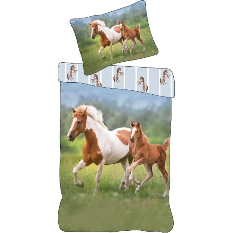 Vendbart hestesengesæt 140x200 cm – 100% bomuld