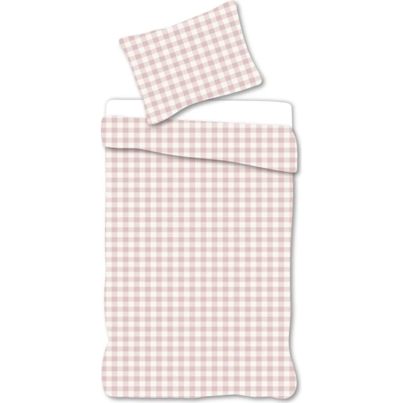 Baby sengetøj 70x100 cm - Lyserød/hvid tern, 100% bomuld