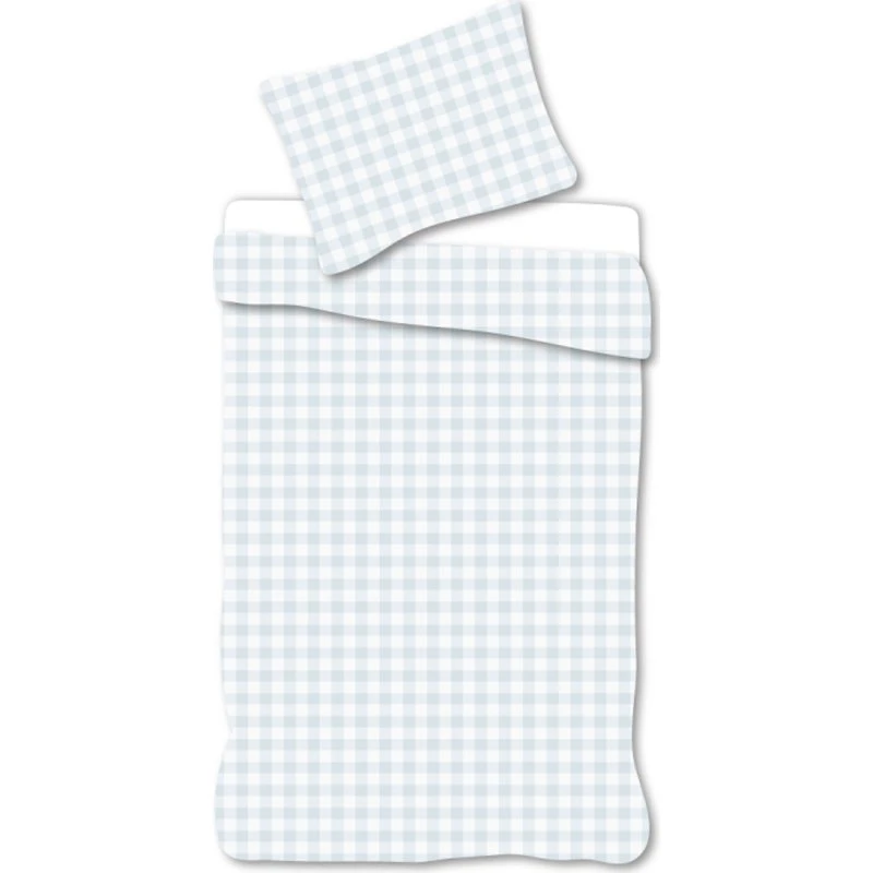 Junior sengetøj 100x140 cm - Blå/hvide tern, 100% bomuld