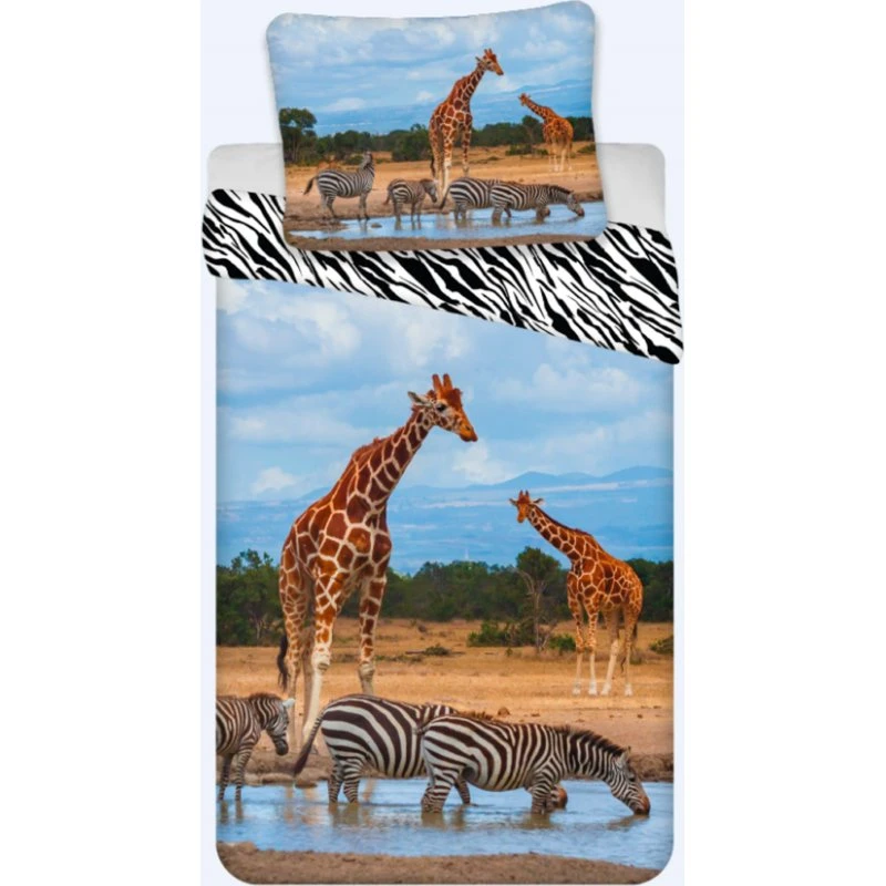 Børne sengetøj 140x200 – Savannens dyr (vendbart)