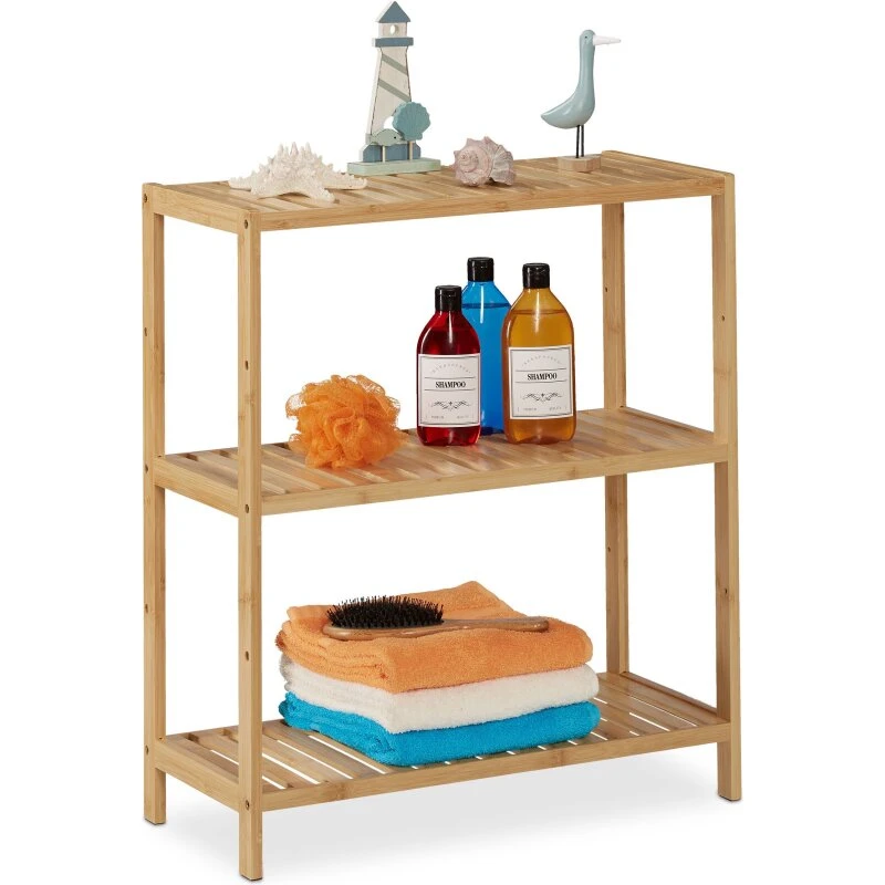 Bambus smal badeværelseshylde med 3 højdejusterbare hylder
