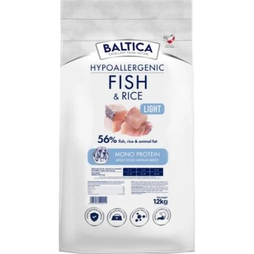 BALTICA Nutraceutic Hypoallergenic Light M Fish with rice 12 kg