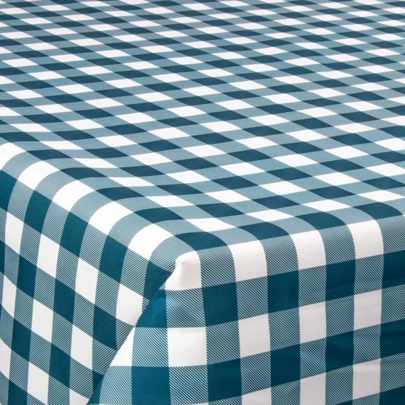 Voksdug Tekstil Check Blue 140 cm x 30 m - Akrylbelægning