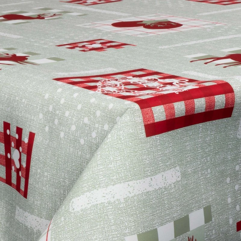 Jule tekstil-voksdug 140 cm – Rensdyr, på metermål